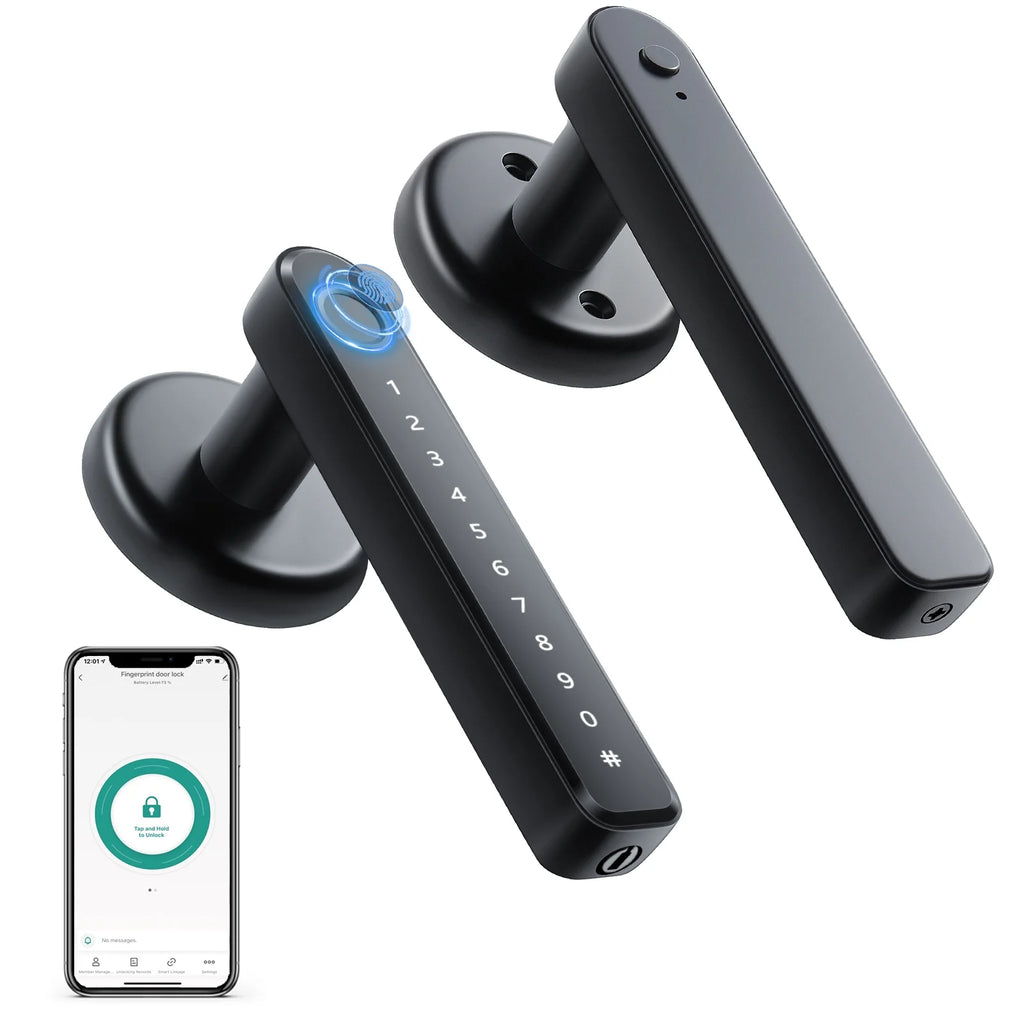 Keyless Entry Fingerprint Smart Door Lock with App and Backup Key