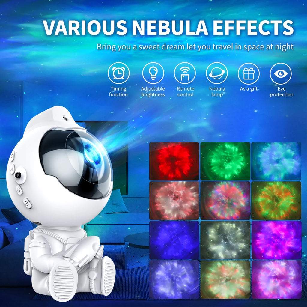 Astronaut Star Projector, Galaxy Ceiling Projector Starry Nebula Kids Night Light with Remote Control Timing & 360° Rotation Magnetic Head for Baby Home Bedroom Gaming Room Decor Christmas Party Decor