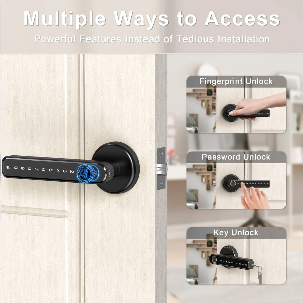 Keyless Entry Fingerprint Smart Door Lock with App and Backup Key